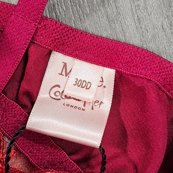 Muse by Coco de Mer Naomi Cherry Embroidered Underwired Plunge Bra, Size 30DD - Picture 7 of 7